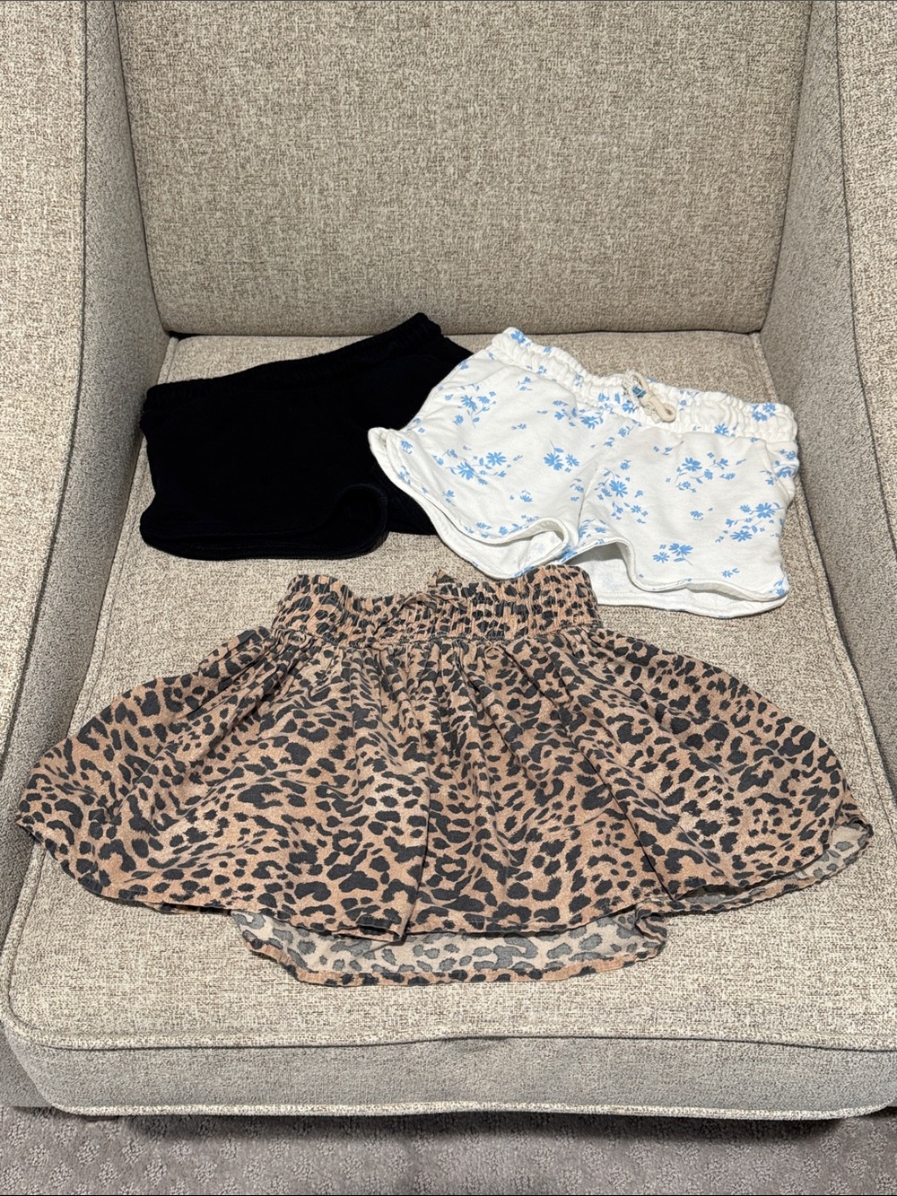GAP Girls 3-Piece Bottoms Set - Black, White with Blue Floral, Leopard bundle